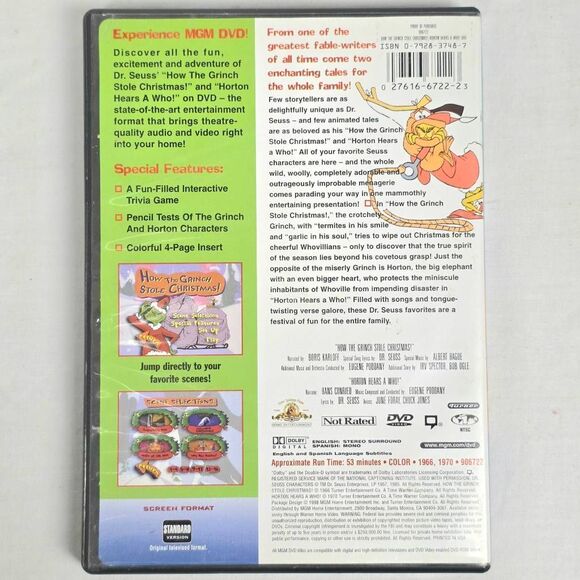 Dr Seuss How The Grinch Stole Christmas DVD Animated - Picture 4 of 4